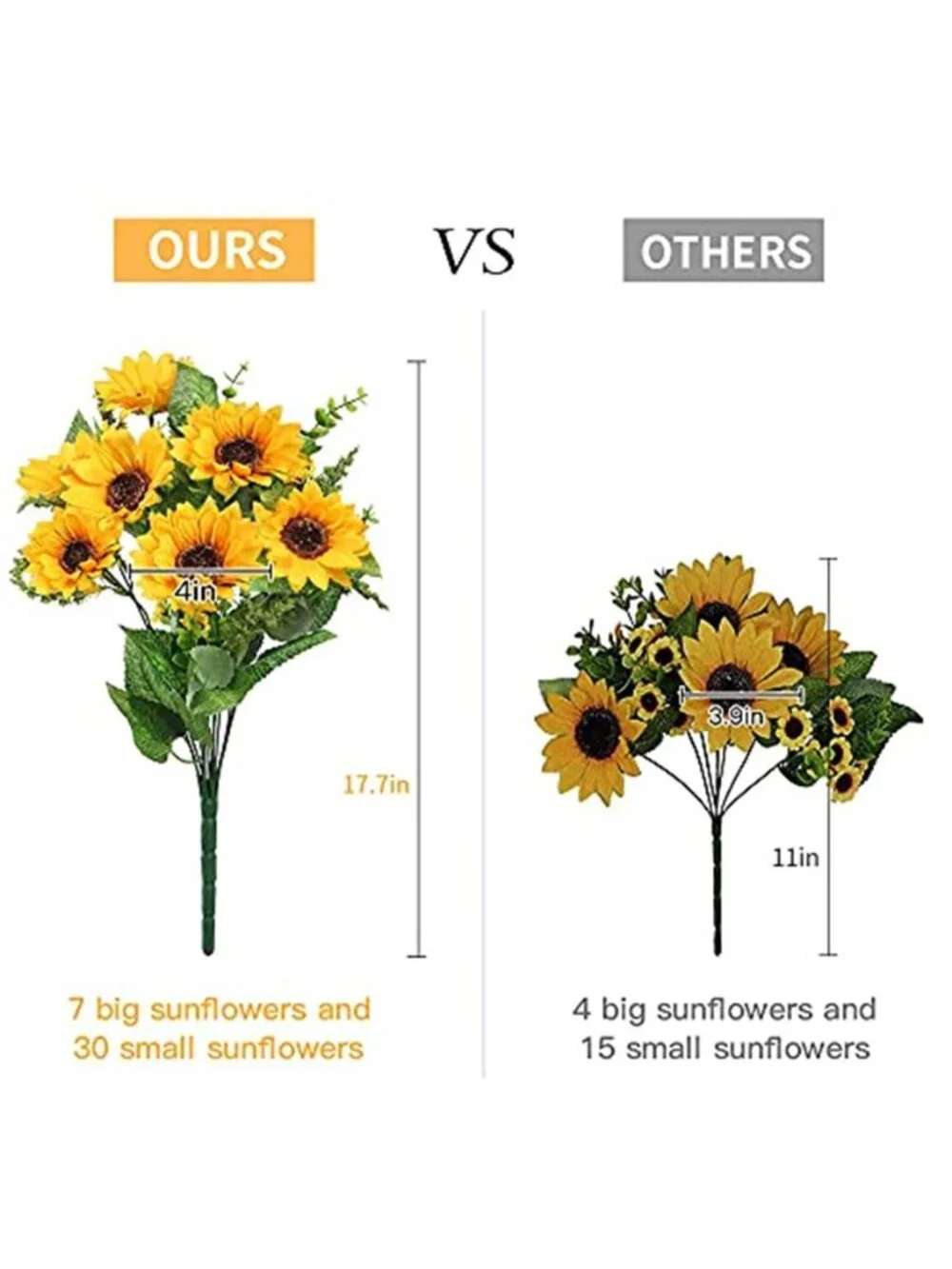 Fake Sunflowers Bouquet UV Resistant Silk Yellow Fall Wedding Home Decor 14